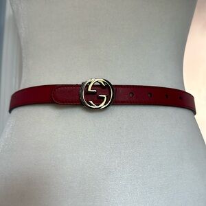 Gucci Kids Interlocking G’s Red Leather Belt